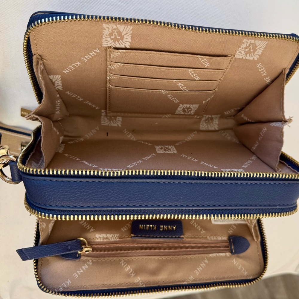 Anne Klein Dark Blue and Beige Crossbody Bag - Picture 10 of 12